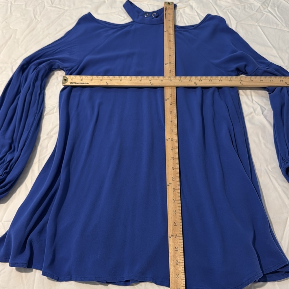 Free People Drift Away Cold Shoulder Long Sleeve Dress Blue Size S -Keyhole Back - Picture 5 of 8
